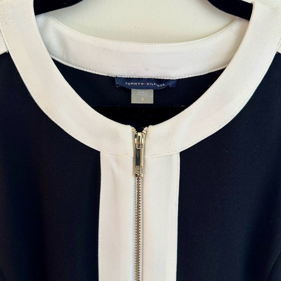 Tommy Hilfiger Colorblock Zip Front Sheath Dress - Picture 2 of 5
